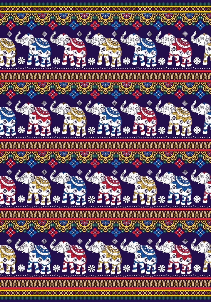 Printed Elephant Fabric 46" (CP4 - wine)